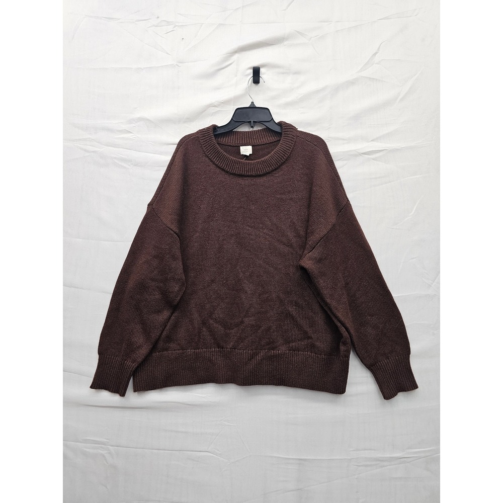 A New Day Womens Relaxed Pullover Sweater Brown Poly Blend Size 2XL Casual